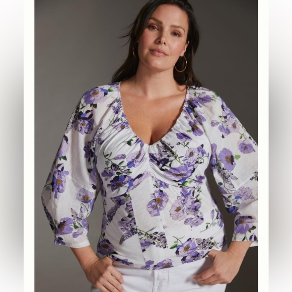 Anthropologie NWT V-Neck Ruched Knit Top size XS. - Picture 8 of 9